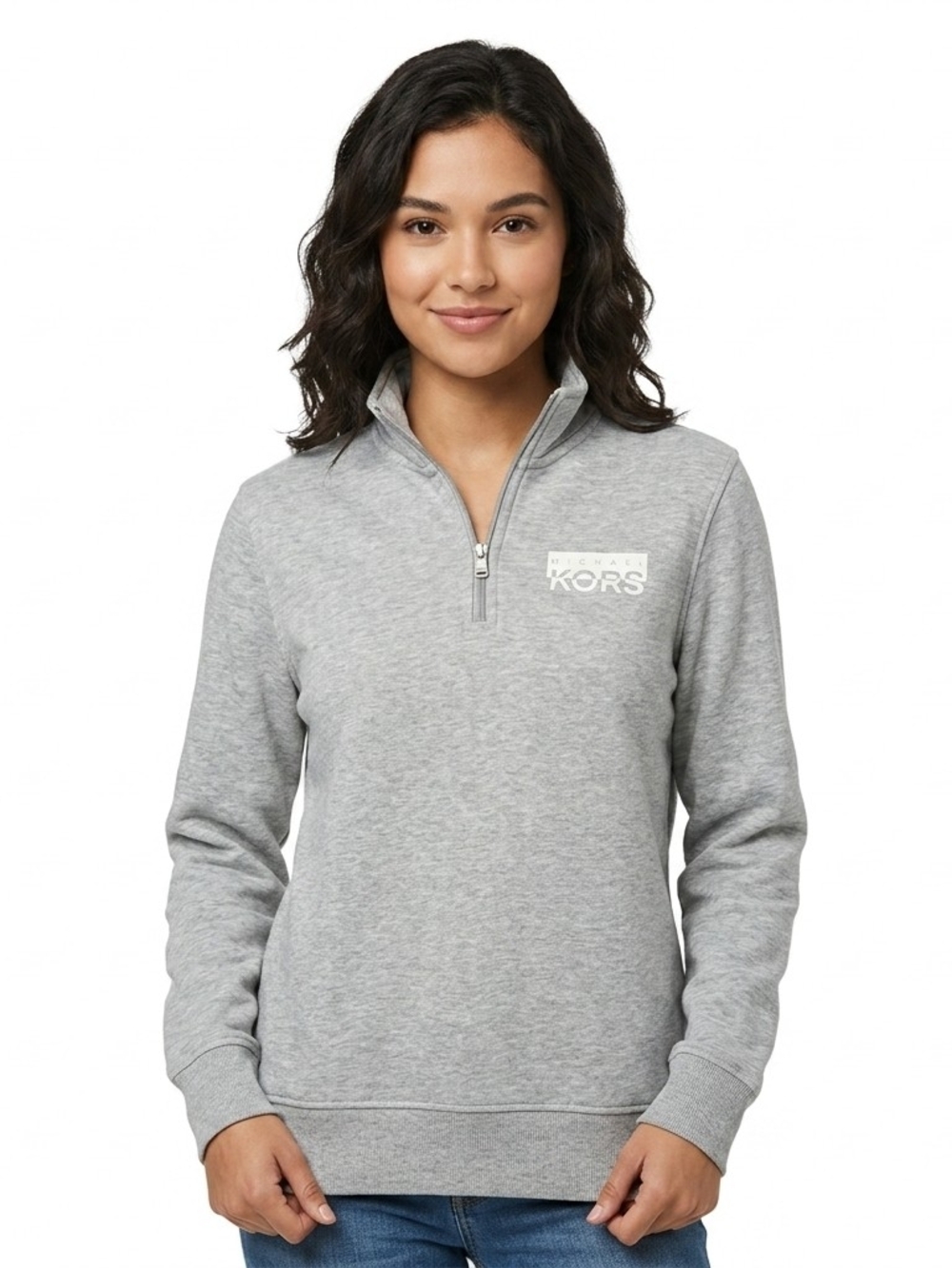Michael Kors Women's Gray Quarter-Zip Pullover